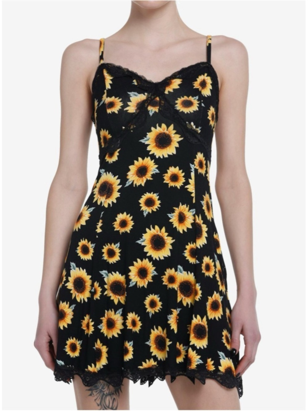 Hot Topic Sunflowers & Lace Slip Mini Dress
M